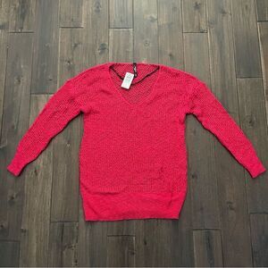 Torrid Red Open Knit V-Neck Sweater L 12 NWT